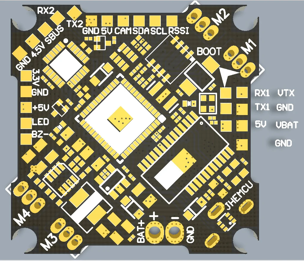 Контроллер полета JHEMCU GHF412AIO 2-4S MPU6000 F411 25 5 х25 мм BLHELIS 12A 4 в 1 ESC AIO для РУ FPV зубочисток