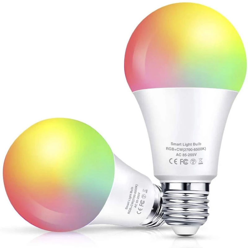 

10W WiFi Smart Light Bulb E27 B22 LED RGB Lamp Work With Alexa/Google Home 85-265V RGB+White Dimmable Timer Function Decor Bulb