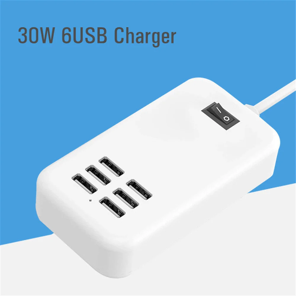 30 Вт USB Зарядное устройство 6 Порты станция для мобильного телефона планшета