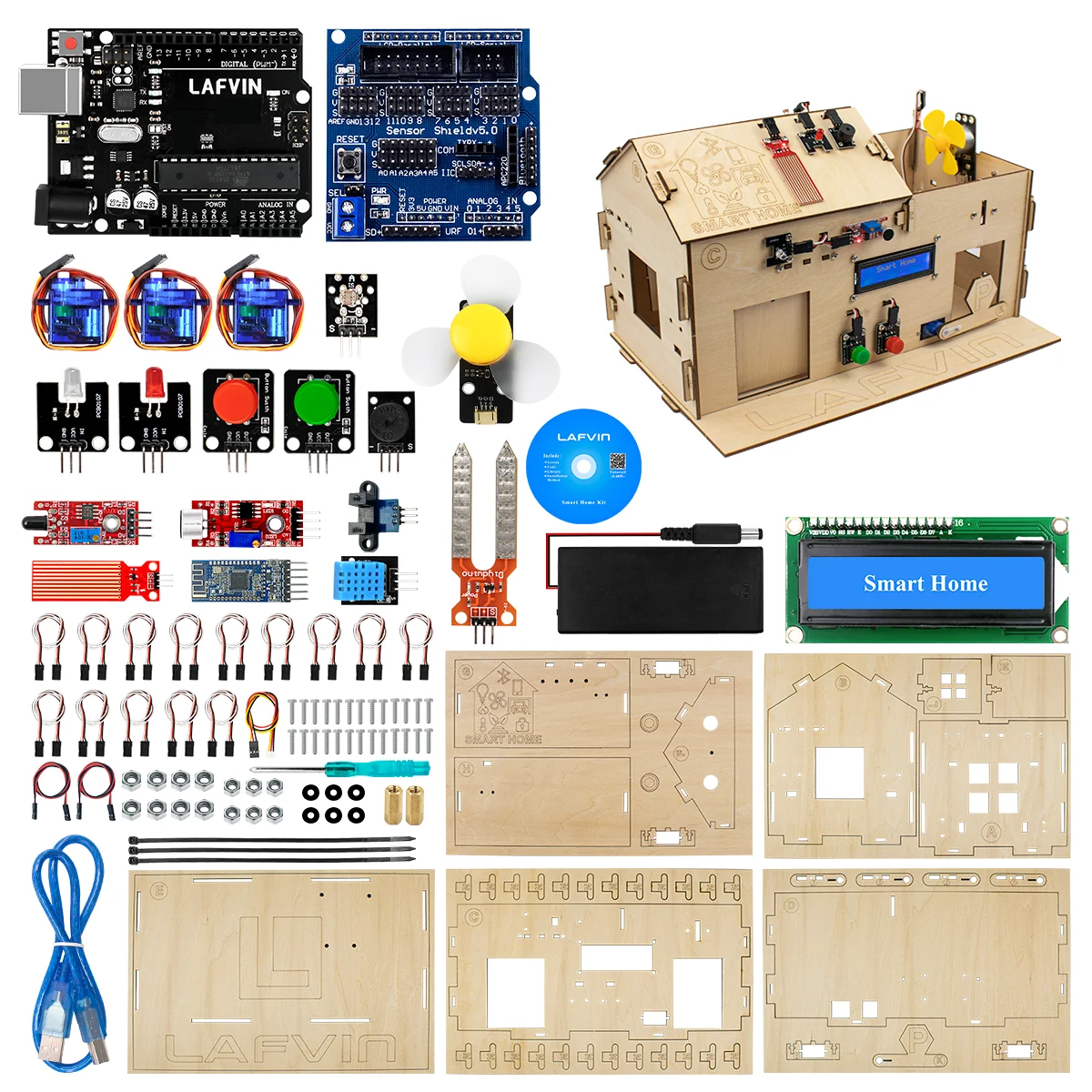 LAFVIN Smart Home Kit Learning Programming Kits with Uno R3 Board for Arduino UNO DIY STEM