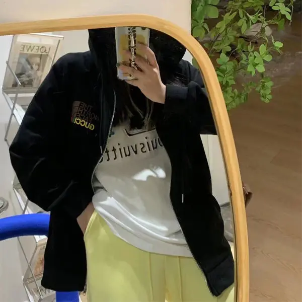 

2021 Spring New Back Large Print Cardigan Coat Zipper Fashion Trend Casual Hooded Sweater