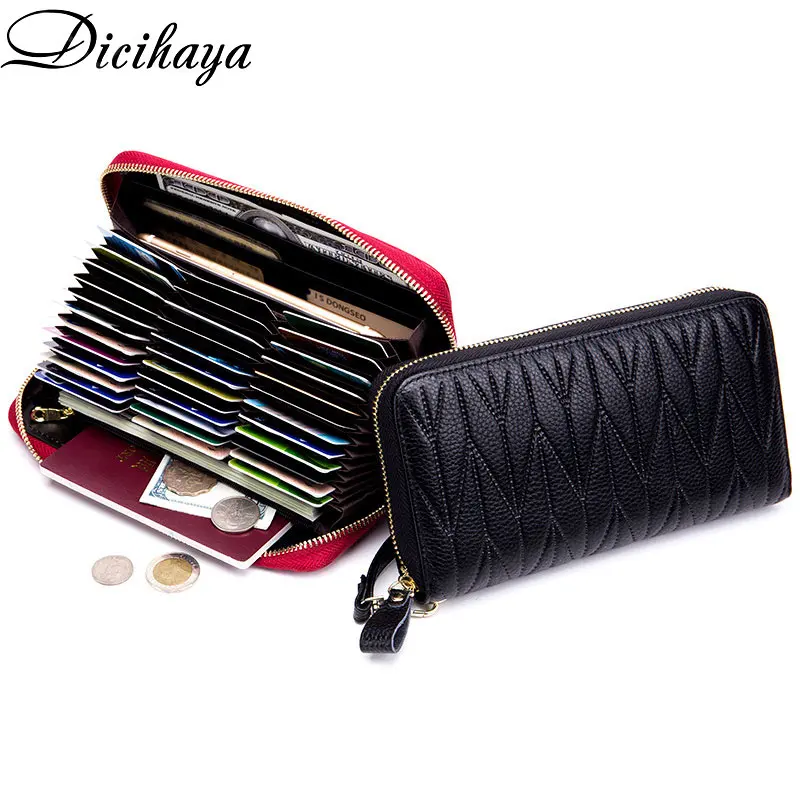 Кошельки DICIHAYA для женщин Дамский бумажник из натуральной кожи удлиненные