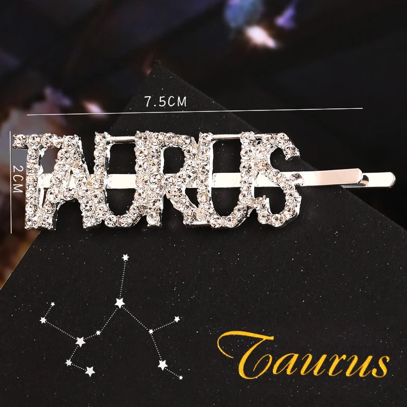 

Gemini Cancer Leo12 Zodiac Hair Pins Rhinestones Crystal Constellation Letter Hair Clips For Women Hairpins Barrette