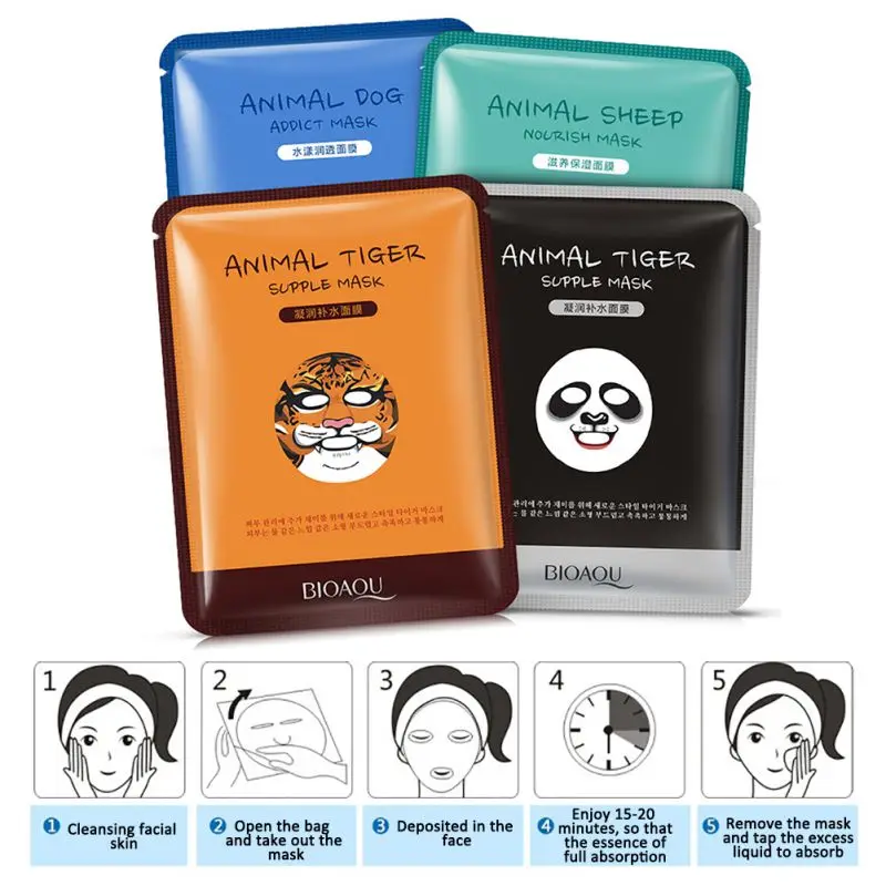 New Korean Cosmetics Face Makeup Mask Care Animal Soft Tiger Panda Pattern Moisturizing Nourishing 30g H22* | Красота и здоровье