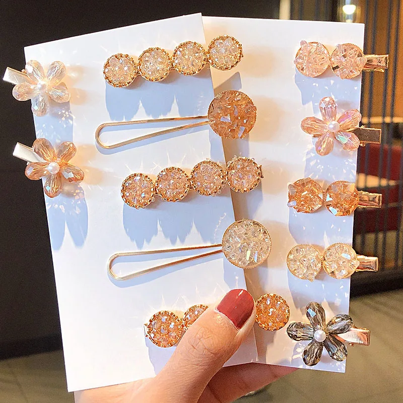 4 шт./компл. новые женские роскошные круглые заколки для волос с кристаллами и