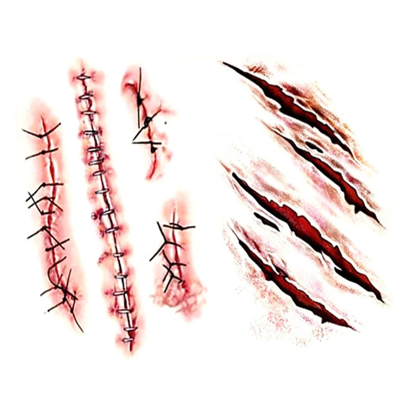 1 шт. тактическая ручка татуировки Ужасный зомби со шрамами Хэллоуин ужас 3D