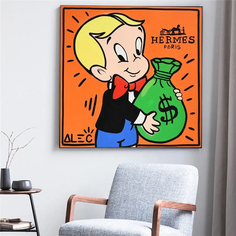 

Alec Monopoly Rich Money Man Canvas Painting on the Wall Art Posters and Prints Graffiti Art Wall Pictures Home Decor Cuadros