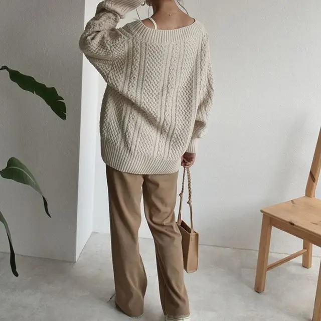 Women Winter Knitted Sweater Female Autumn V Neck Sexy Casual Loose Solid Color Pullovers Knitwear OL Tops Jumper pull femme | Женская
