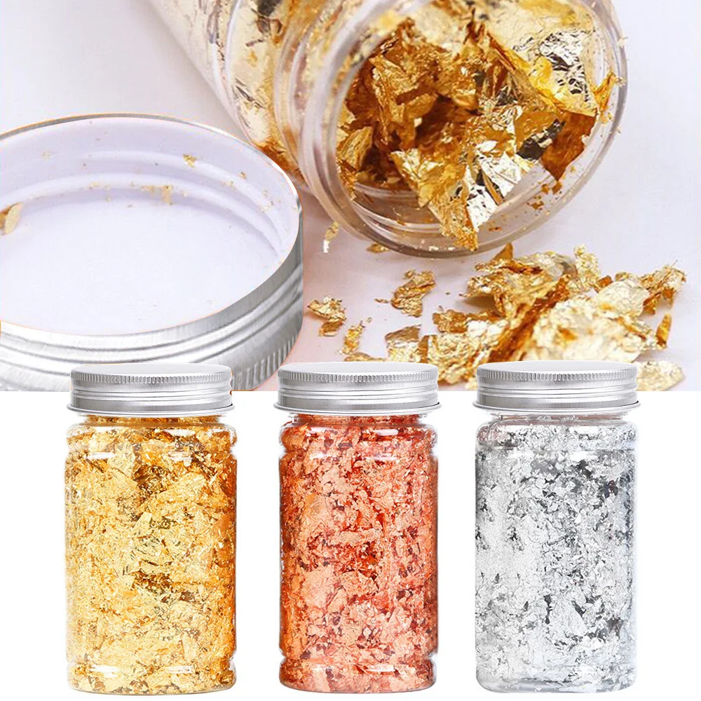 

3g Imitation Gold Sliver Copper Foil Sequins Glitters Craft Leaf Flake Sheets Bulk Foil Paper For Gilding DIY Nail Art Decor