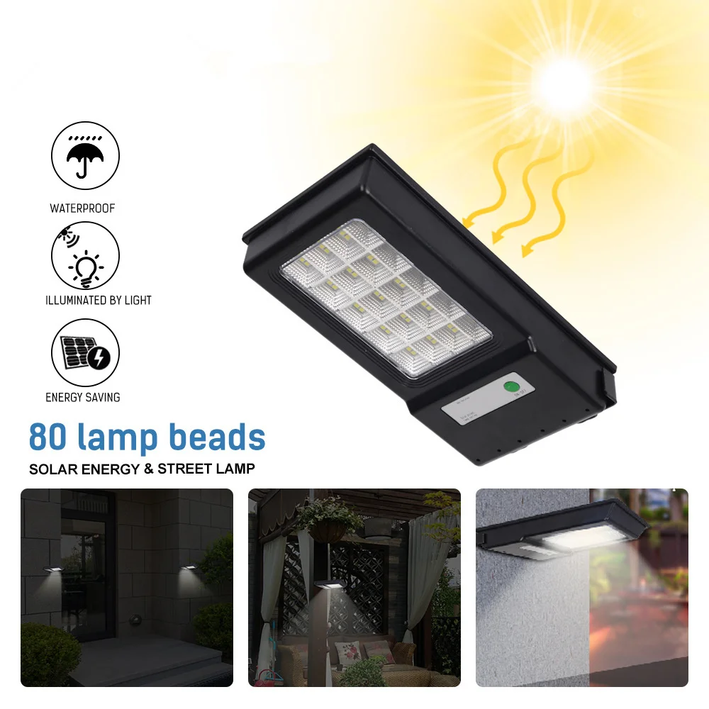 48/80LED solar light intelligent automatic light control spotlight IP65 waterproof outdoor adjustable angle garden street light