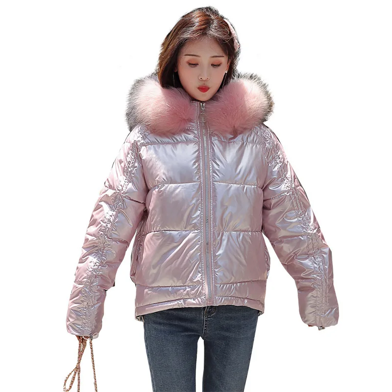 Зимняя короткая парка с воротником из искусственного меха Женская куртка