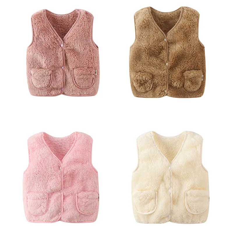 Зимний детский жилет меховой Толстая теплая детская куртка повседневная одежда