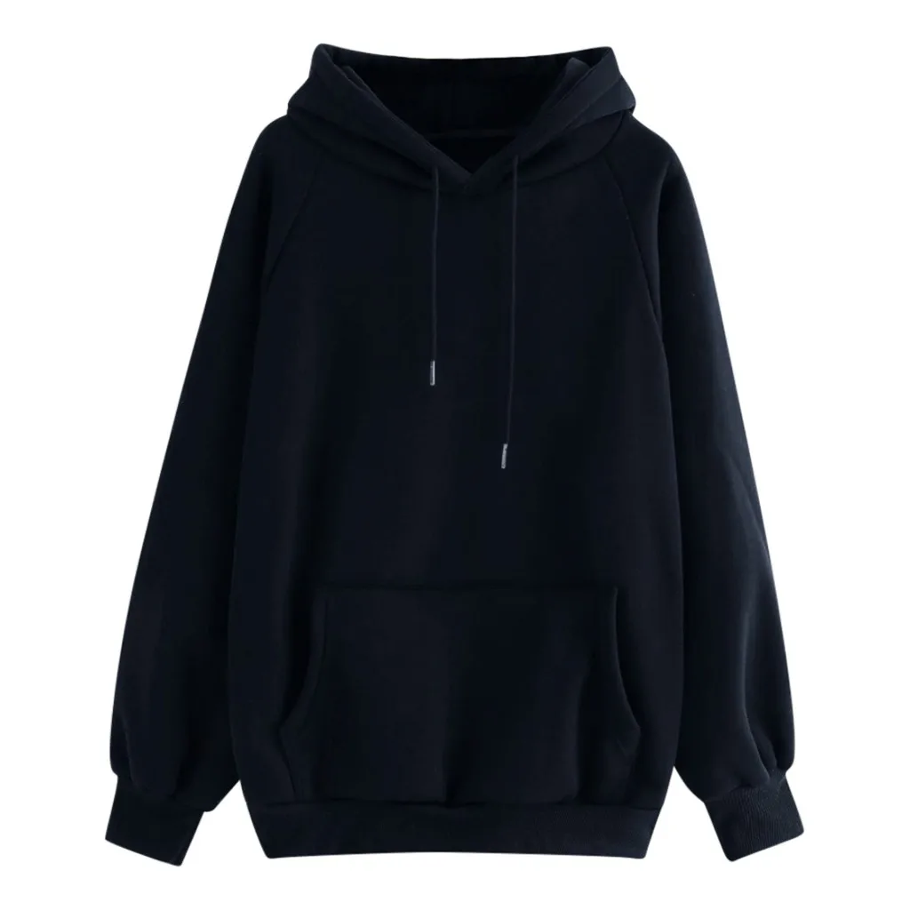 Women's Casual Solid Color Hooded Pocket Long Sleeve Pullover Sweatshirt sudadera mujer толстовка женская