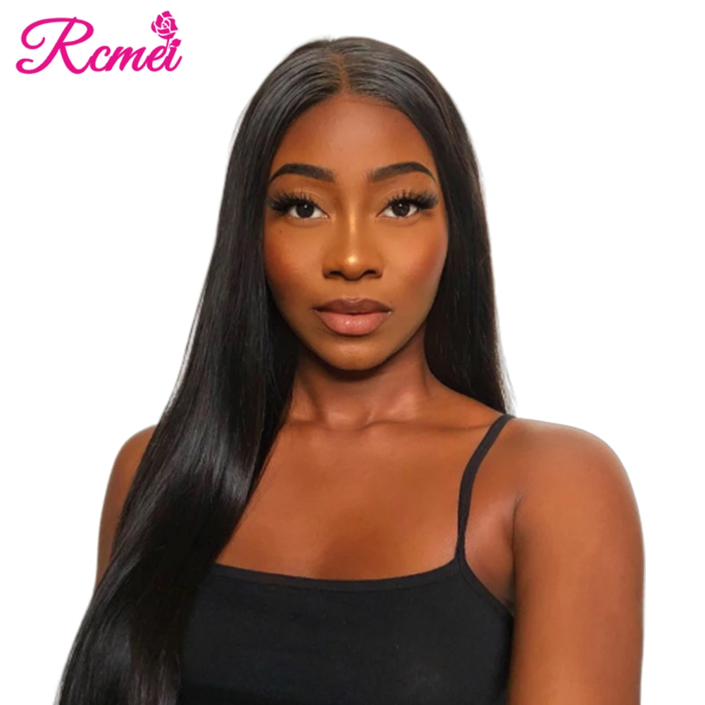 Rcmei прямые волосы полный шнурок человеческих волос парики предварительно сорвал