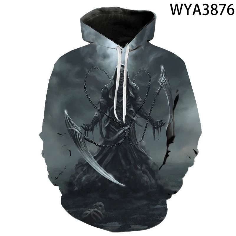 Модные толстовки с 3D-принтом скелета крутые принтом мрачного Жнеца мужские
