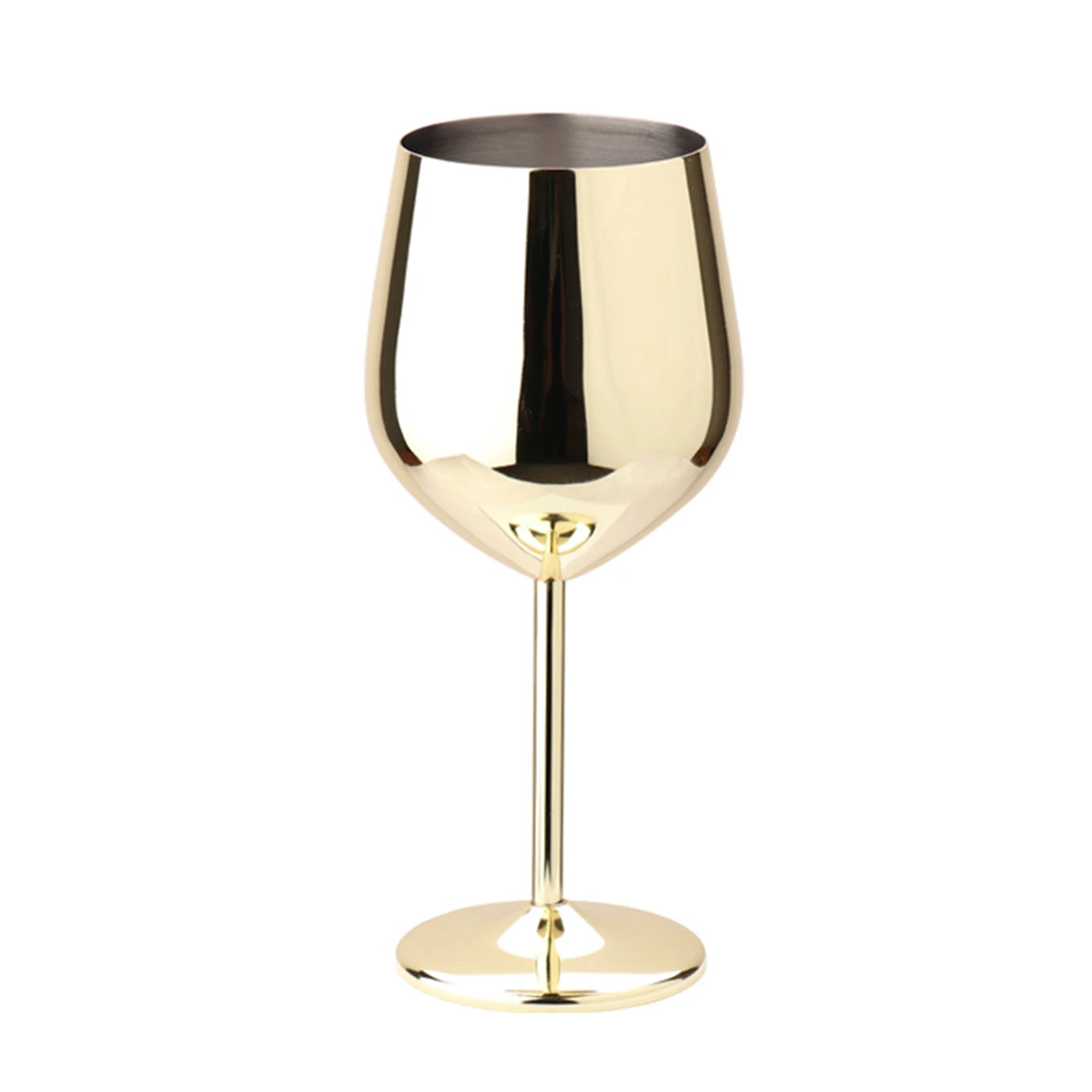 

500ml Stainless Steel Goblet Red Wine Glass Drops-Resistant Drum Type Copper Plated Wine Glass INTE99