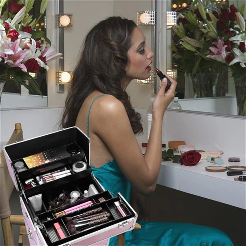 3 в 1 Алюминиевый Косметический Чехол для макияжа коробка татуировки черный