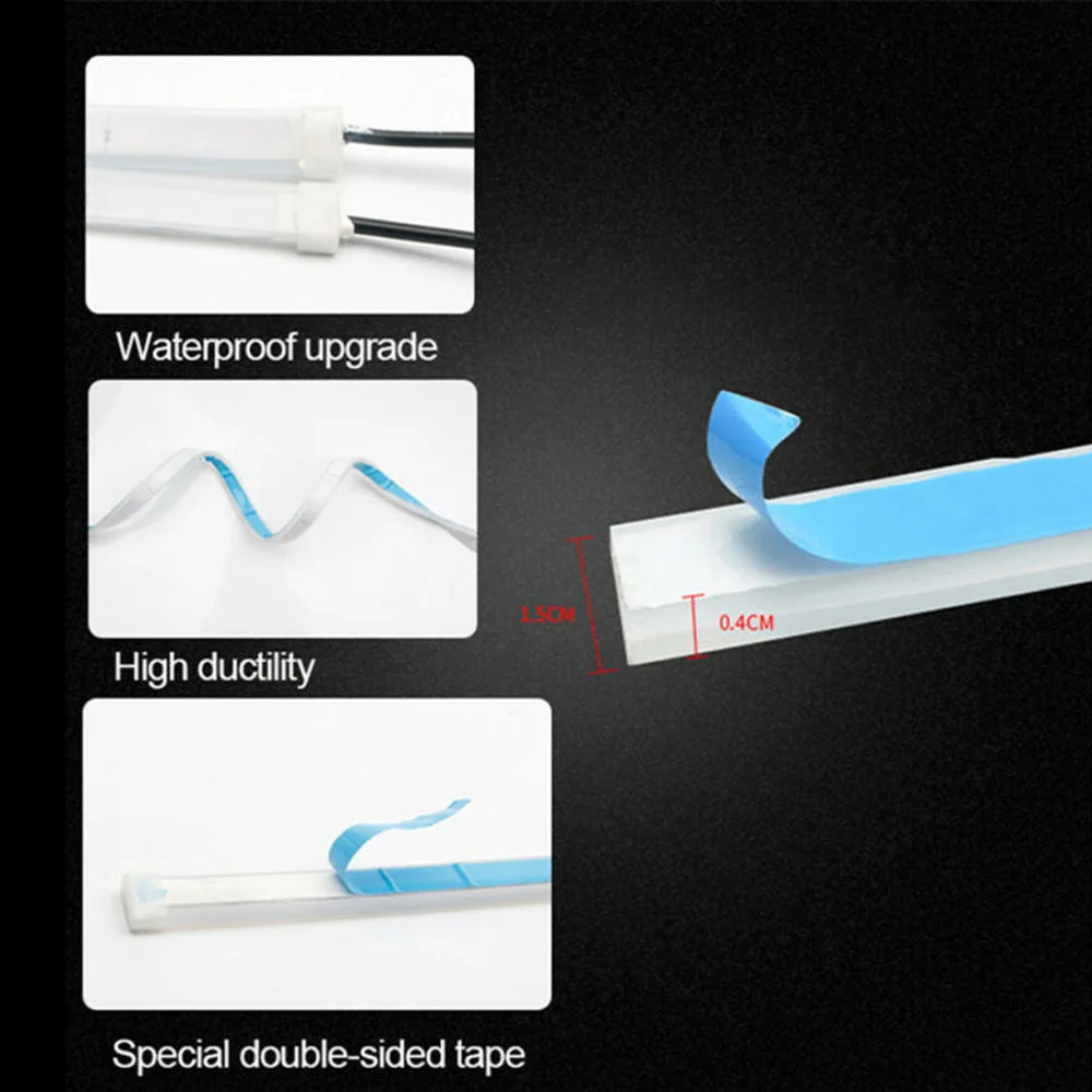 

2pcs RGB Sequential Flexible LED DRL Turn Signal Light Bar Headlight Slim 60CM Car Accessories Durable And Practical