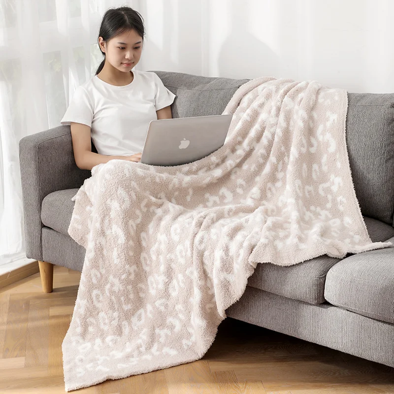 Manta de punto con huella de leopardo para cama, colcha c&aacute;lida de invierno, de lujo, descalzo, de Navidad-2