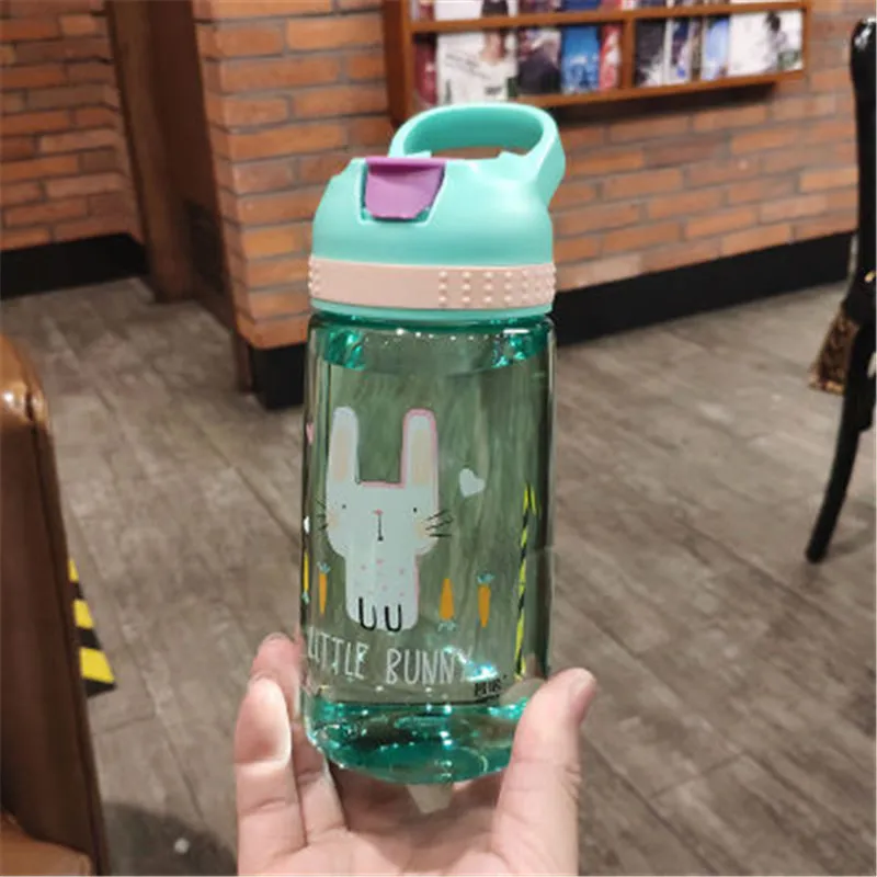 Детская бутылка для воды 450/480 мл без БФА мультяшная с соломинкой Спортивная