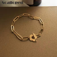 scalloped european individual design flower bracelets high quality chain link ot buckle hip hop style women statement jewelry