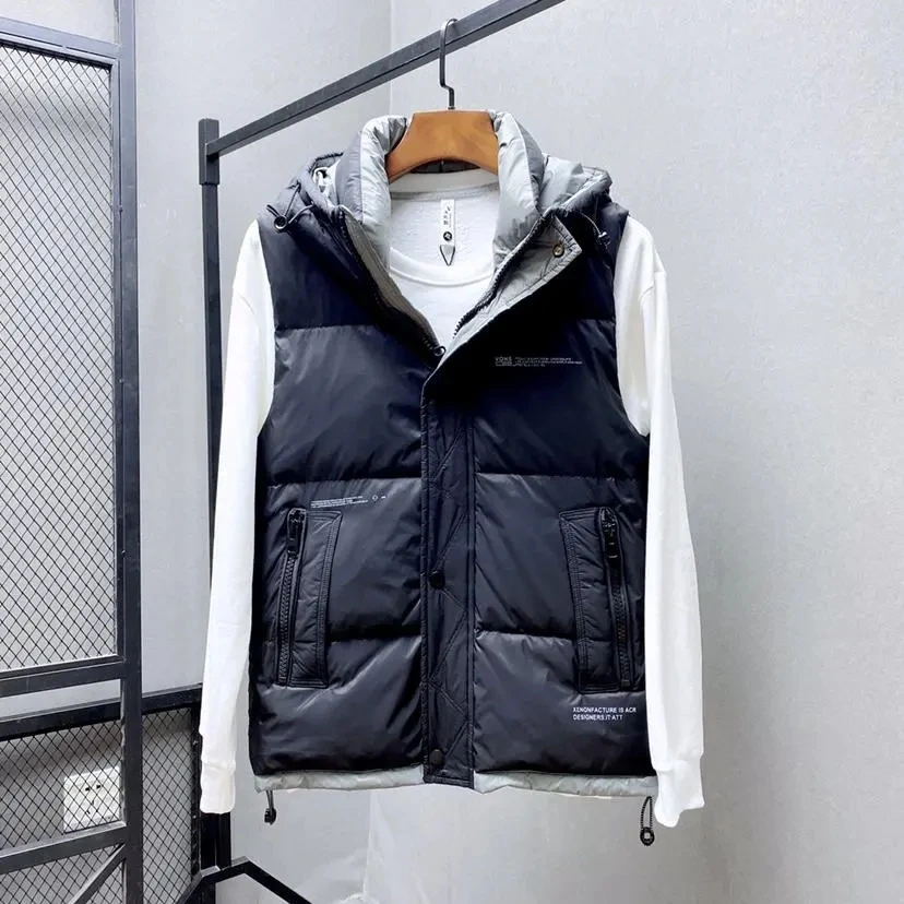 New Arrivals Mens Winter Vest  Fashion brand Hot-selling Down Vest Men Casual Waistcoat Sleeveless Jackets Men Hooded Vest