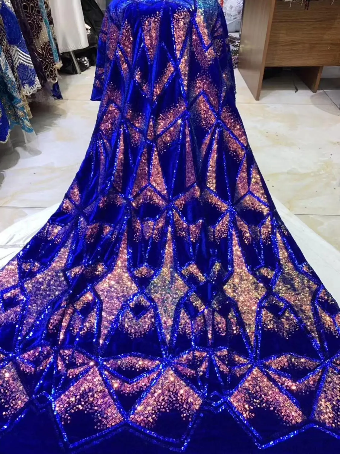 2019 новейшая бархатная кружевная ткань с блестками нигерийская