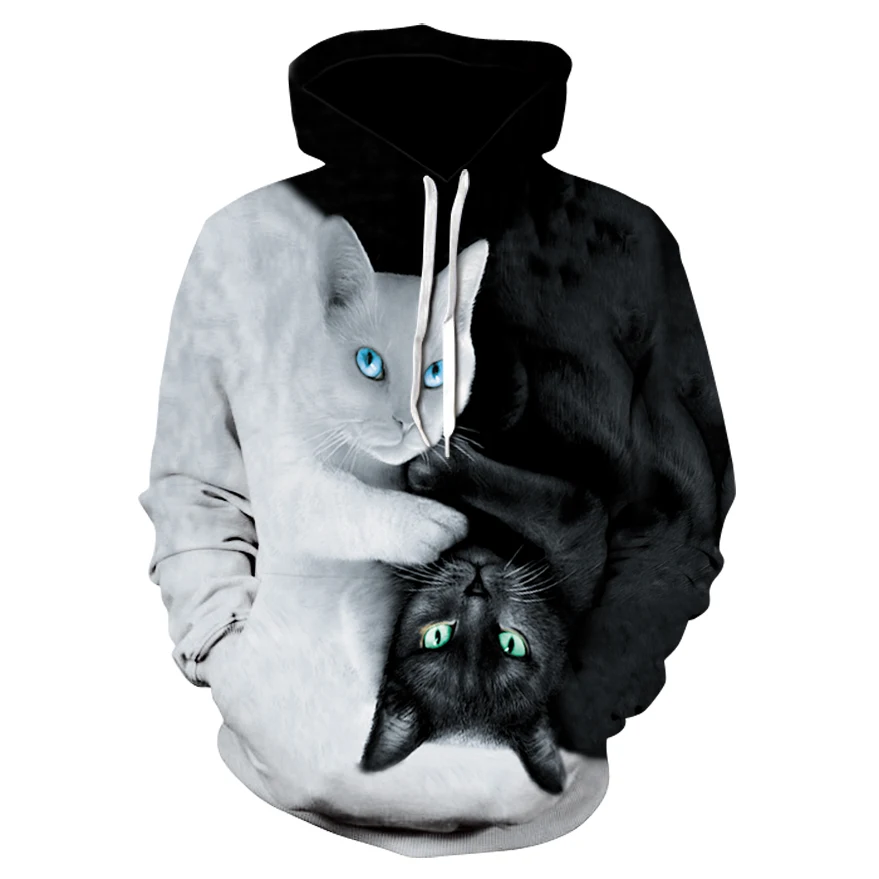 

2021 Fashion New Men's Hoodie 3D Printed Cat Pattern Sports Hoodie Outdoor Leisure Sweatshirt Street Cool Men's Coat