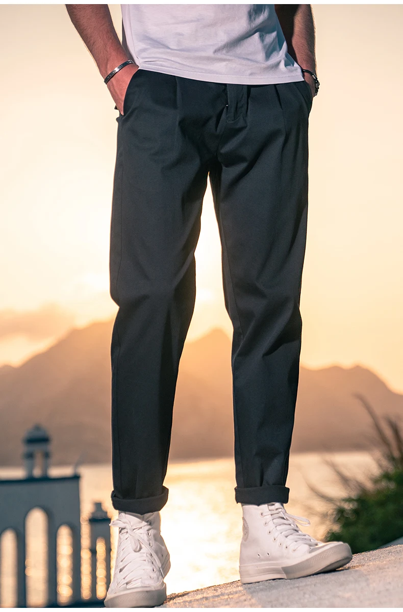 

4632 Summer men's casual trousers European and American simple straight-leg pants Men's trend solid color thin pants
