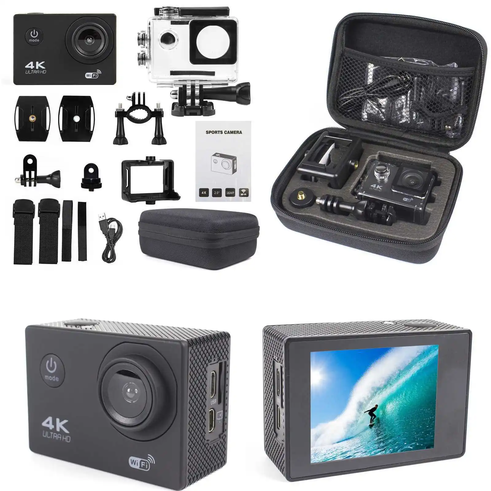 4K 16MP Wifi экшн-камера 1080P Ultra HD спортивная 30M Подводная Водонепроницаемая камера