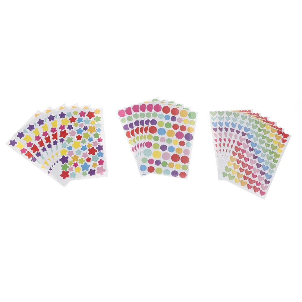 6 листов/упаковка декоративные яркие наклейки в виде сердец звездочек печать