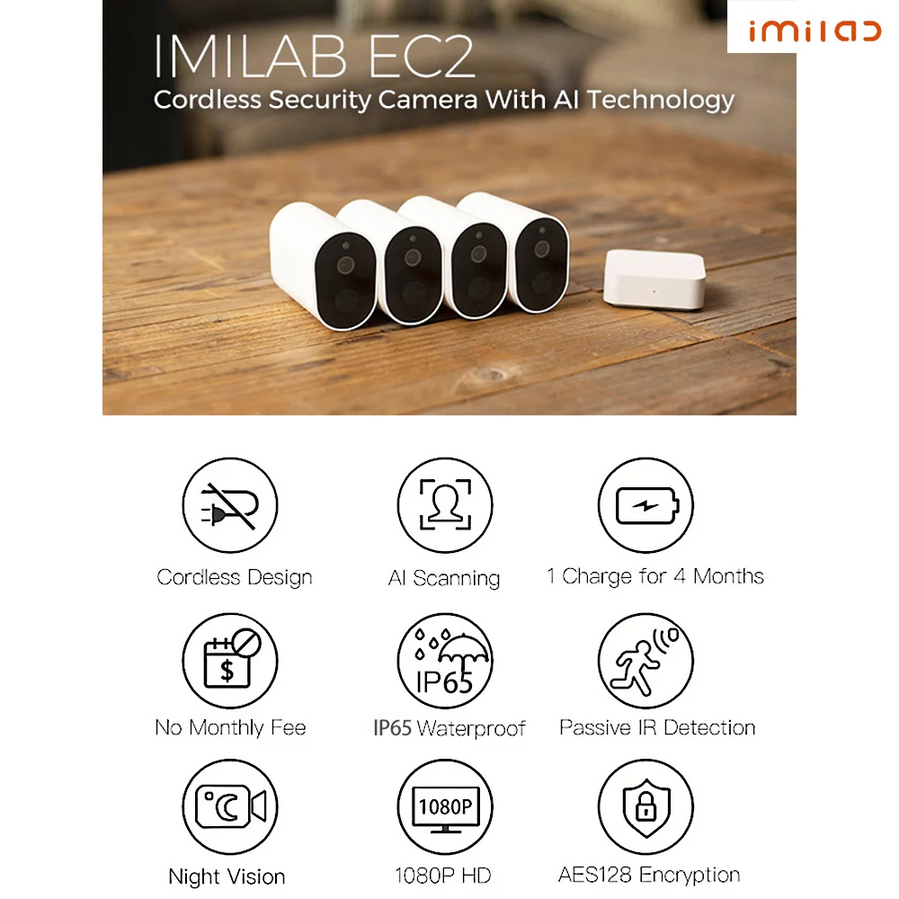 Глобальная версия IMILAB EC2 умный IP Камера шлюз 1080P AI гуманоид обнаружения