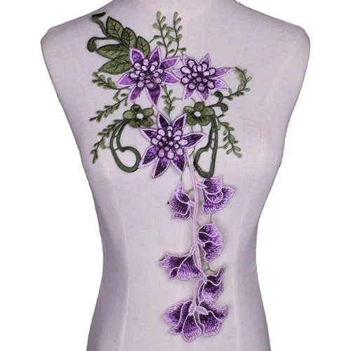Purple 1 шт. вышитые цветы пришить патчи ПРИШИТАЯ аппликация значок для шитья Ремесло вышитые DIY для одежды брюки NL399 - Цвет: Purple