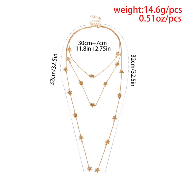 

Layer of Star Necklace for Women Girl Summer Beach Neck Decor Accessories Minimalist Jewelry Boho Layered Star Y Necklace #JK39F