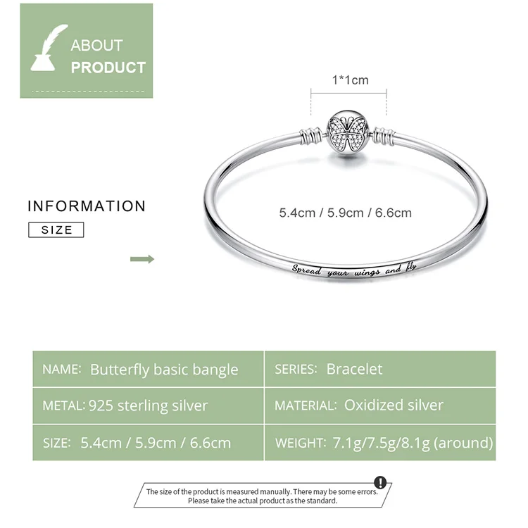 Женский браслет-бабочка из серебра 925 пробы с гравировкой | Украшения и