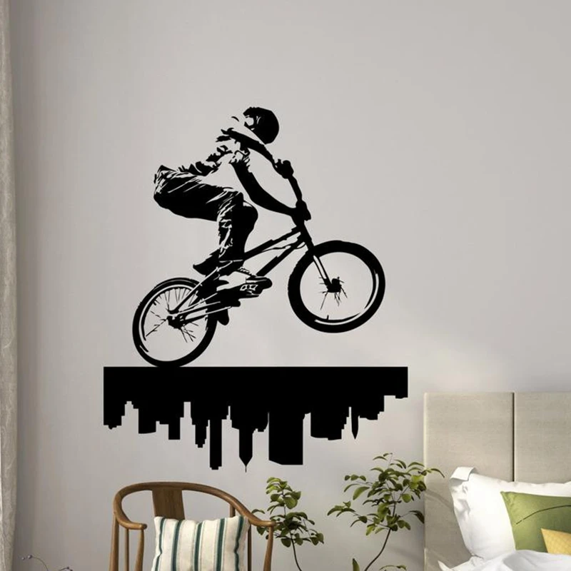 BMX City Skyline настенные стикеры индивидуальные спортивные плакаты виниловые