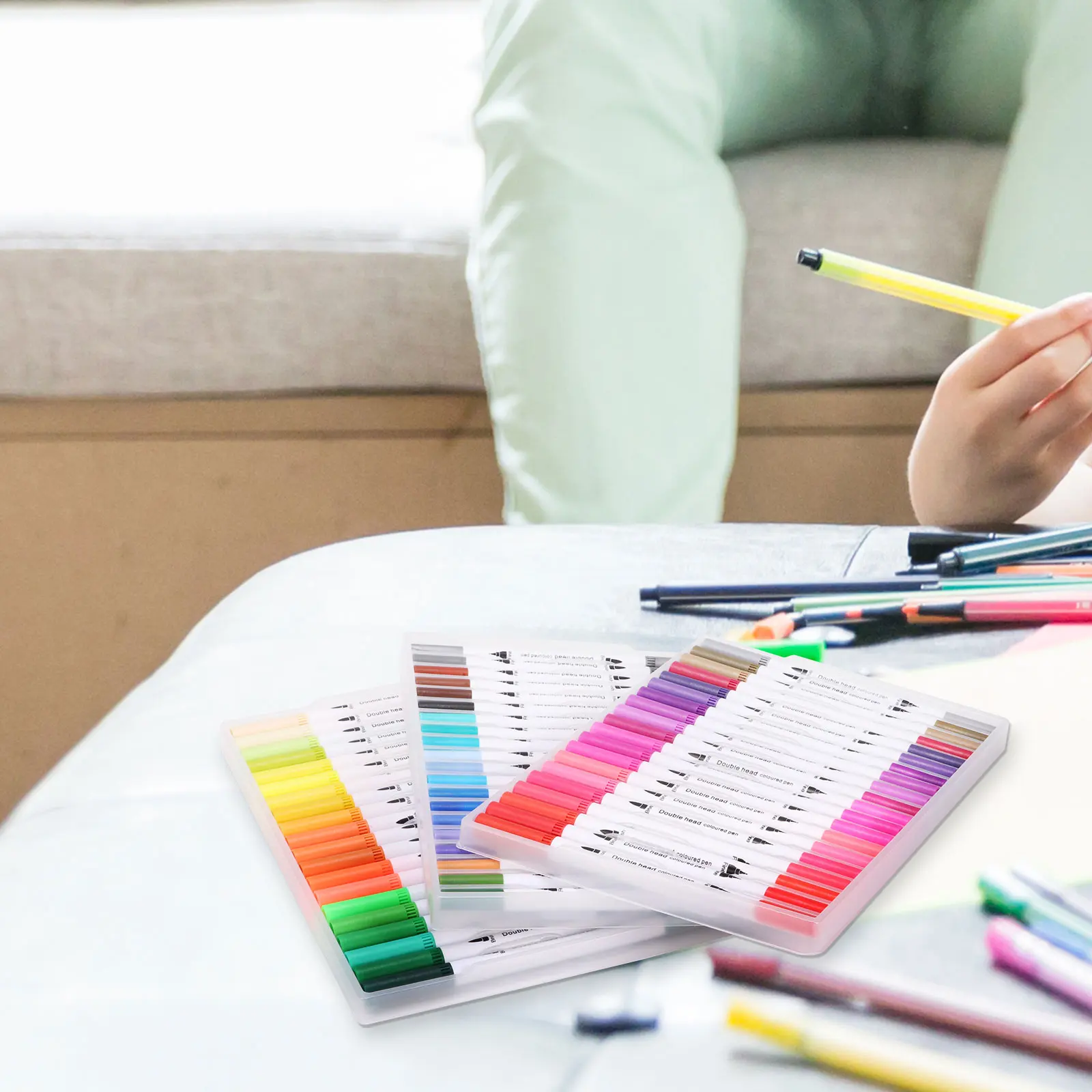 

60 Colors Highlighter Colored Pen Drawing Tools Marking Double-Headed Mark Pen Set For Children Students Home Office Stationery