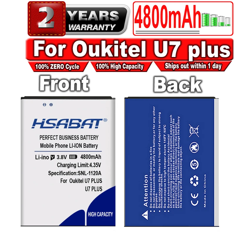 Аккумулятор HSABAT 4800 мАч для Oukitel U7 PLUS аккумулятор AKKU | Мобильные телефоны и