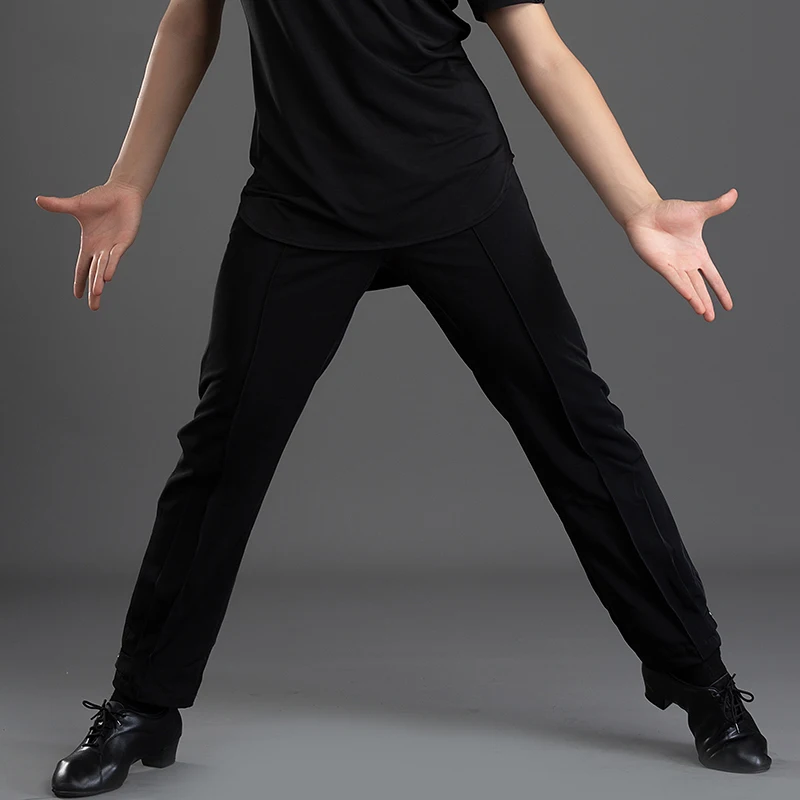 

Black Latin Dance Pants Men Tango Trousers Stage Costume Salsa Dancwear Ballroom Practice Wear Soft Samba Dancing Outfit JL3708