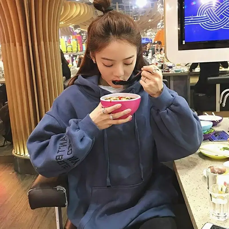 

Women's Coral Fleece Long Sleeve Casual Loose Hooded Pullovers Hoodie