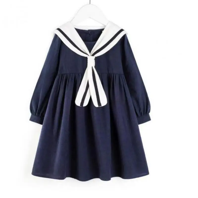 Платье для девочек матросский воротник подходящие цвета хлопковые детские