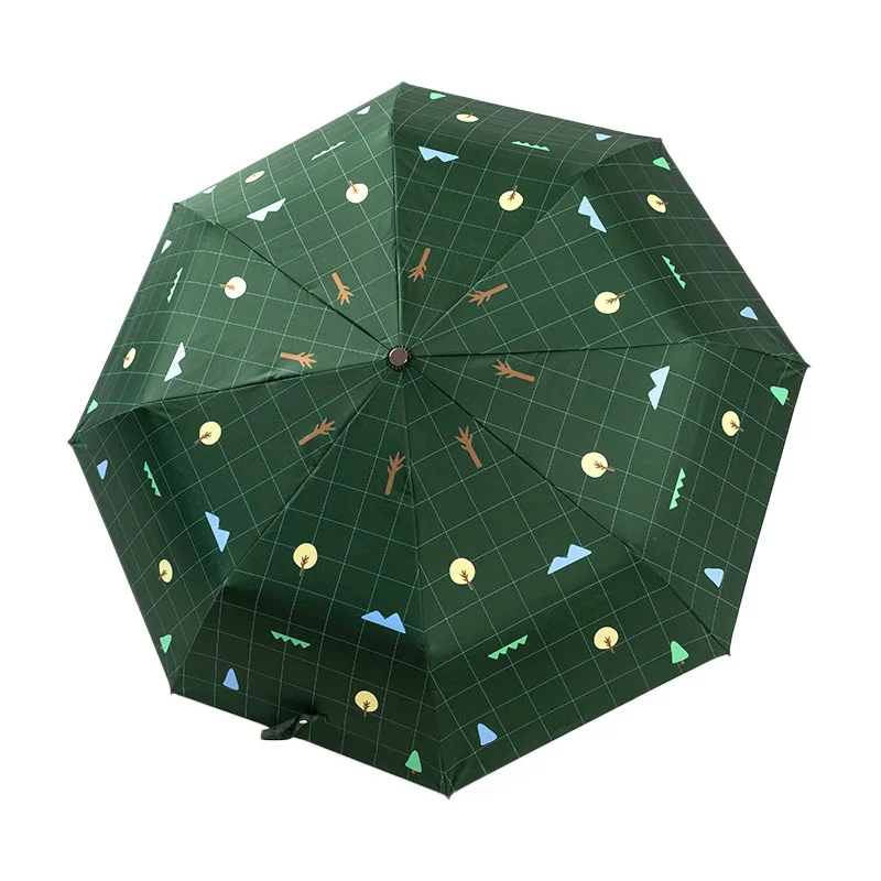 

Automatic umbrella folding goddess tri-fold ins forest retro sun umbrella rain and sun dual-use Korean small fresh umbrella