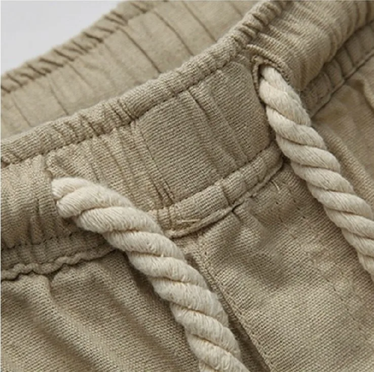 

Men's linen Summer lightweight elastic waist straight Jogger pants beige green blue black gray casual trousers men