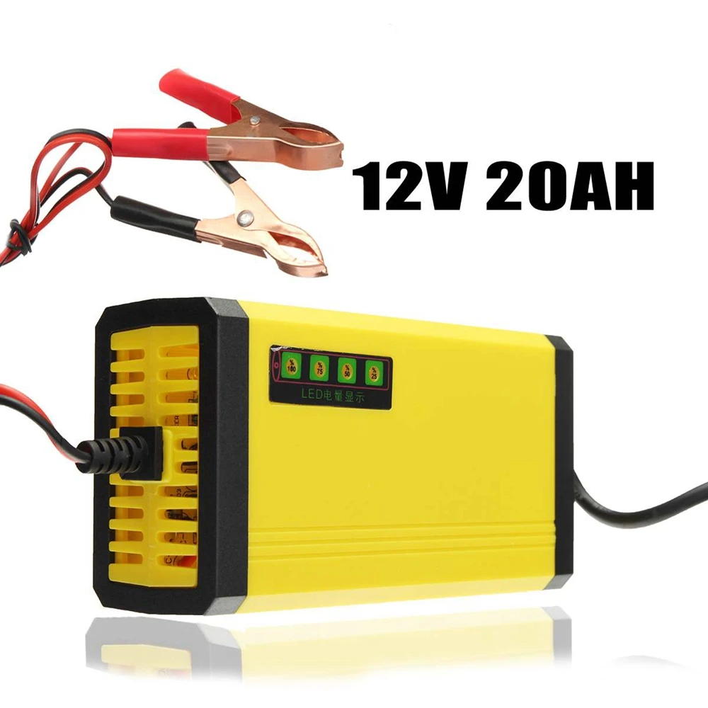 

Car Battery Charger 12V 2AH-20AH Motorcycle Smart Automatic Maintainer Short circuit protection battery display charger