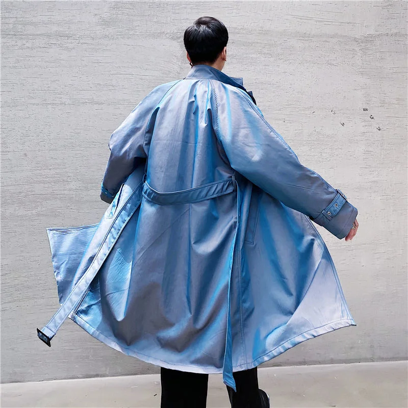 Мужская одежда Новинка осени 2021 модная двубортная мужское длинное пальто - Фото №1
