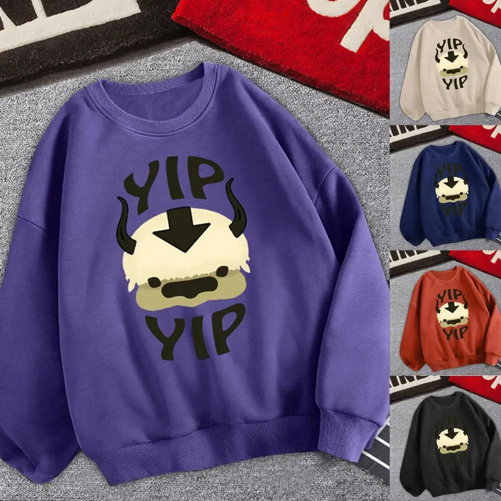

Men's Sweatshirt O Neck Long Sleeve Cartoon Print Pullover Warm Fleece Loose Sweatshirt for Autumn Winter Men Clothing sudaderas