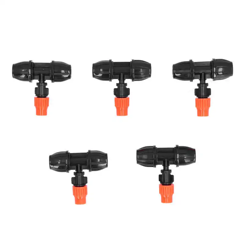 

5Pcs Tee Nozzles Water Hose Connector Adjustable Misting Sprayer Watering Equipment for 9/12 Pipe Tee Nozzle