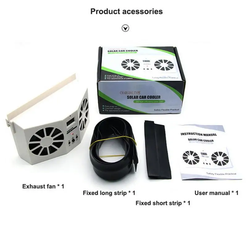 

Car Solar Powered Exhaust Fan Car Gills Cooler Auto Ventilation Fan Dual-mode Power Supply High-power 2 Colors