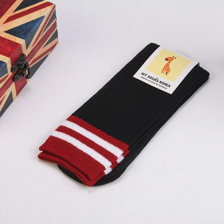 Новинка женские спортивные длинные гольфы полосатые однотонные хлопковые