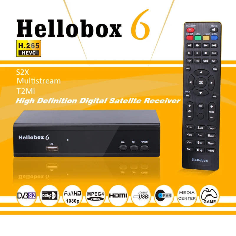Спутниковый ресивер Hellobox6 1080P поддержка мультипотокового/ТВ-приставки T2MI декодер